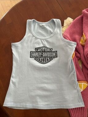 Vintage harley davidson tank top s baby blue